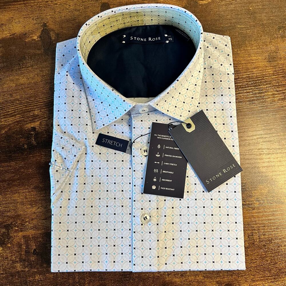 Stone Rose White and Blue Dress Shirt